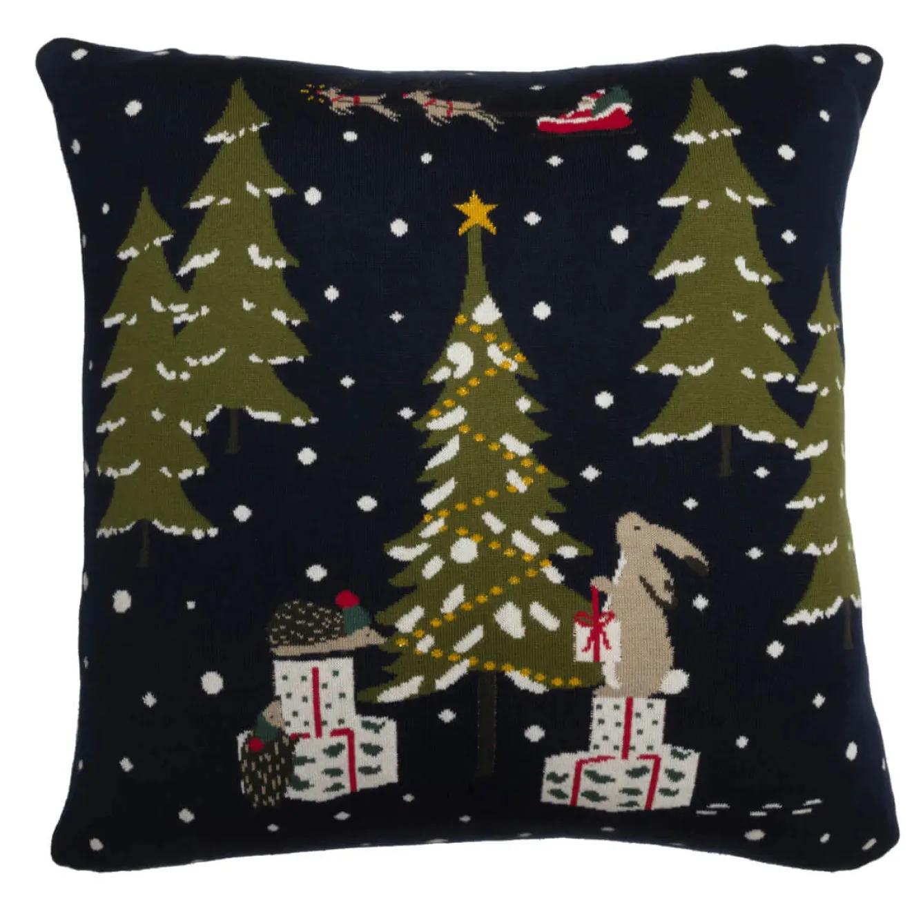 Sophie Allport Festive Forest Knitted Statement Pillow- Seasonal Decor|Pillows & Throws