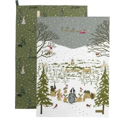 Sophie Allport Festive Forest Set of 2 Tea Towels- Tea|Tea Towels