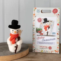 The Crafty Kit Co. Festive Snowman Needle Felting Kit- Christmas|Crafts
