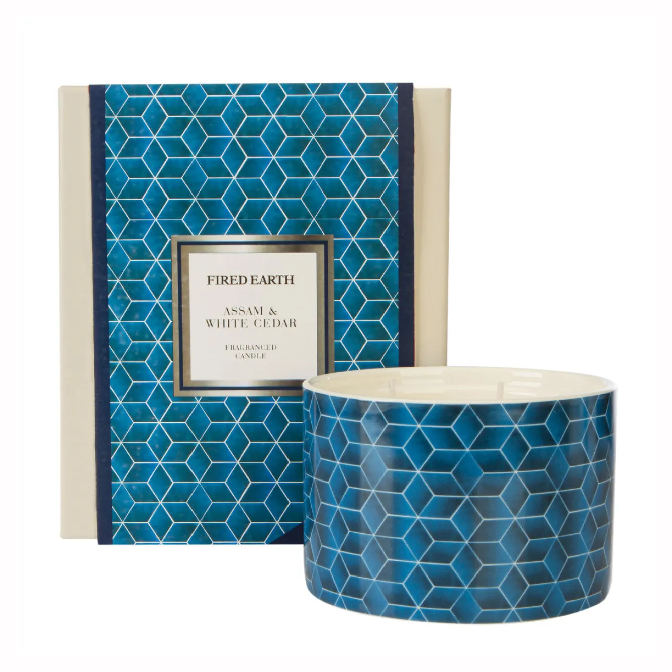 Wax Lyrical Fired Earth Ceramic Multi Wick Assam & White Cedar Tea Candle- Home Fragrance