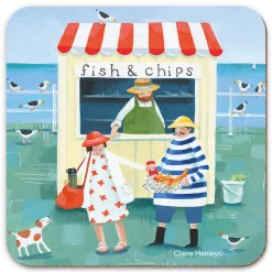 Emma Ball Fish & Chips Coaster- Tea|Coasters