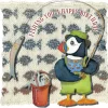 Emma Ball Fishing Birthday - Woolly Puffins Greetings Card- Greeting Cards