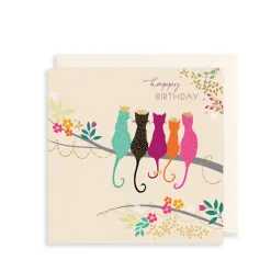 The Art File Five Crown Cats Greeting Card by Sara Miller- Greeting Cards