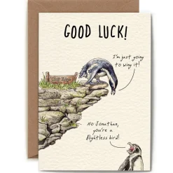 Bewilderbeest Flightless Bird 'Good Luck' Greetings Card- Greeting Cards