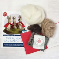 The Crafty Kit Co. Flopsy Mopsy & Cotton-tail Needle Felting Craft Kit- Crafts|Children