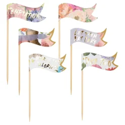 Talking Tables Floral Cocktail Stick Food Flags - 24 pack- Picnic|Serving Plates & Boards