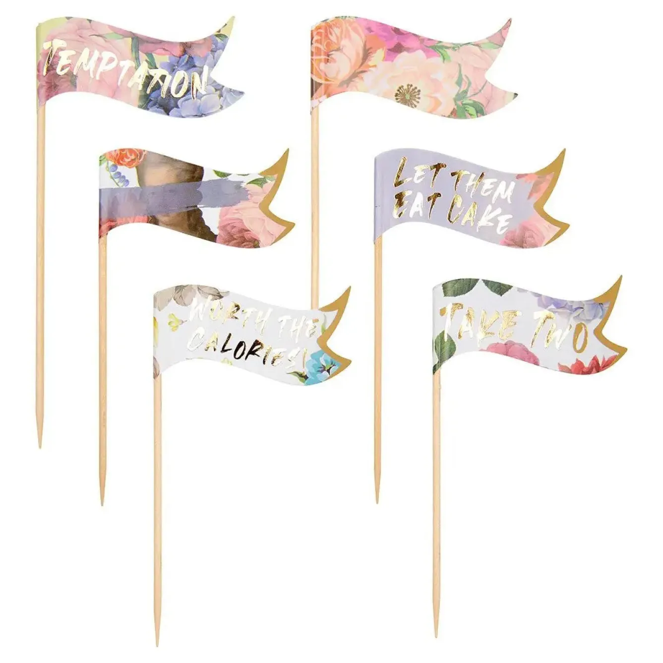 Talking Tables Floral Cocktail Stick Food Flags - 24 pack- Picnic|Serving Plates & Boards