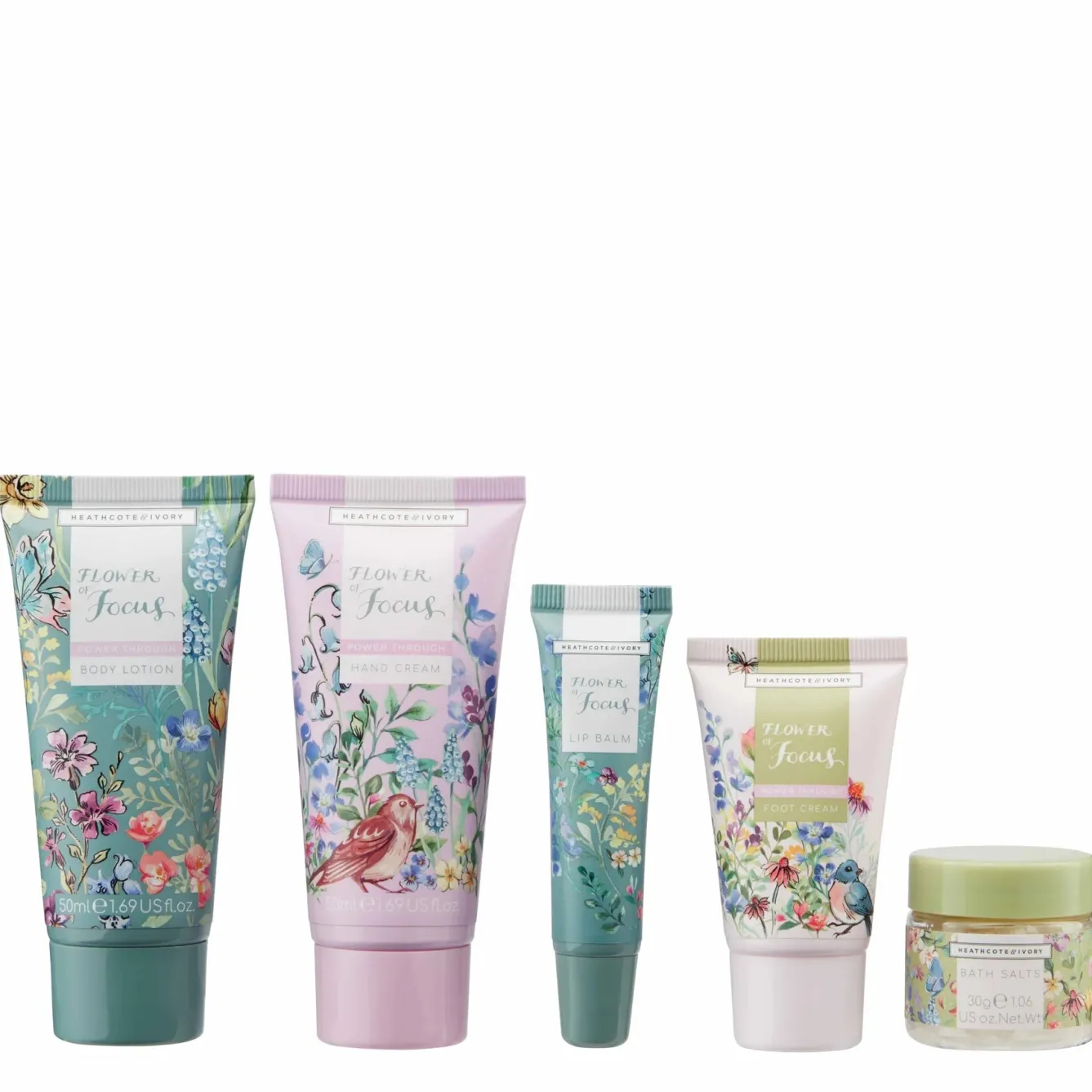 Heathcote & Ivory Flower of Focus Power Through Top to Toe Kit- Soaps & Lotions|Bags