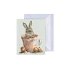 Wrendale Designs 'Flower Pot Bunny' Rabbit Enclosure Card- Greeting Cards