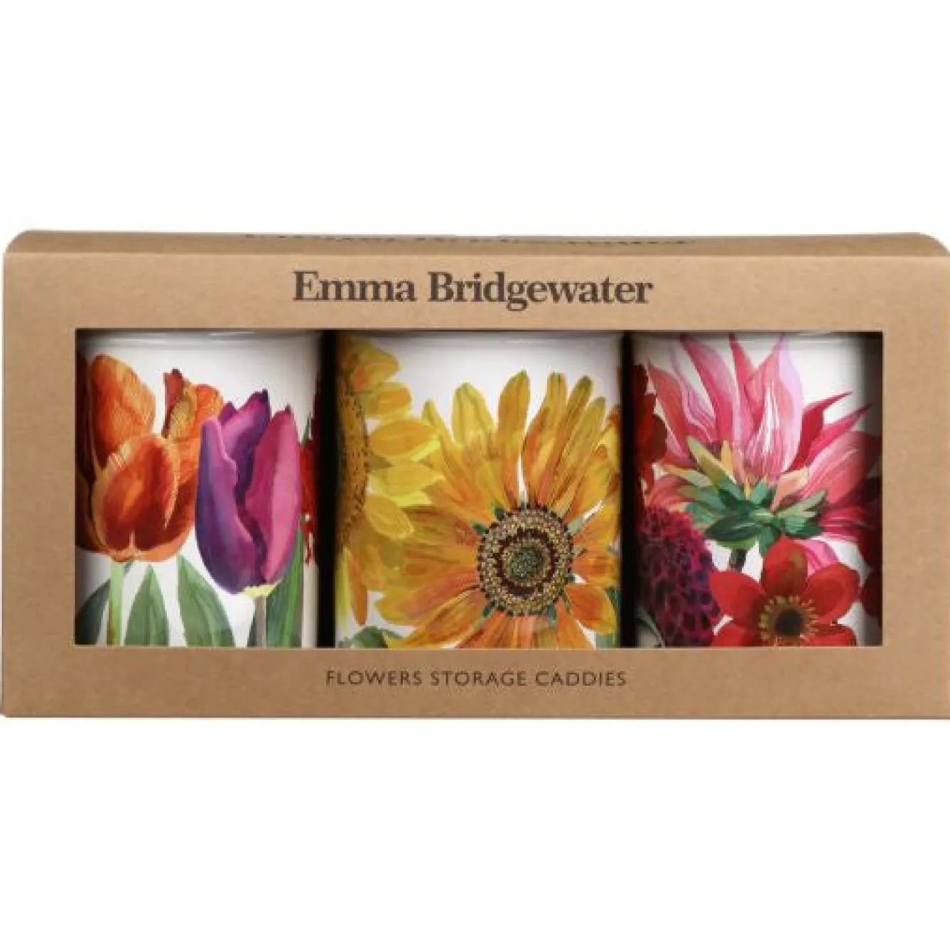 Emma Bridgewater Flowers Set of 3 Round Caddies- Storage Caddies|Storage