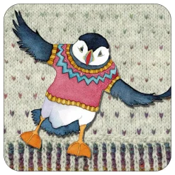 Emma Ball Flying Woolly Puffin Coaster- Tea|Coasters