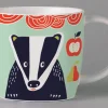 Repeat Repeat Folkland Badger Mug - Blue- Animals|Animals