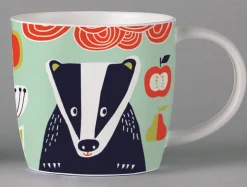 Repeat Repeat Folkland Badger Mug - Blue- Animals|Animals
