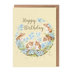 Wrendale Designs 'Forget Me Not' Mouse Birthday Greetings Card- Greeting Cards