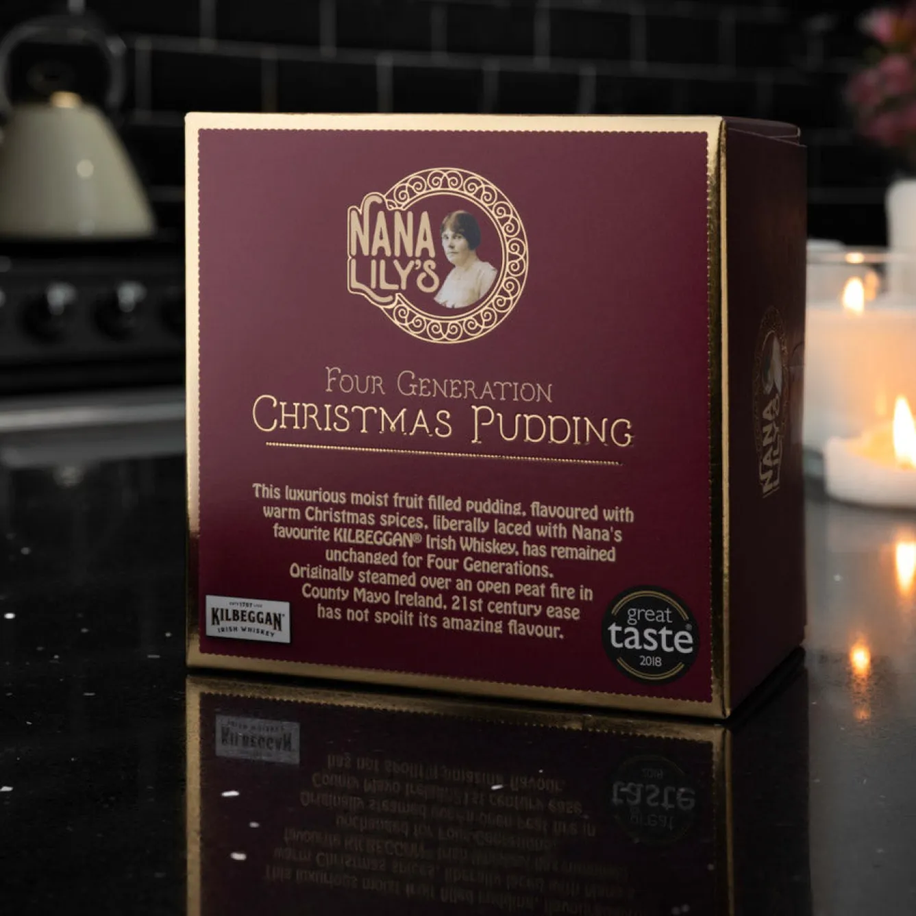 Nana Lily's Four Generation Christmas Pudding with Kilbeggan Irish Whiskey 908g- Holiday Treats