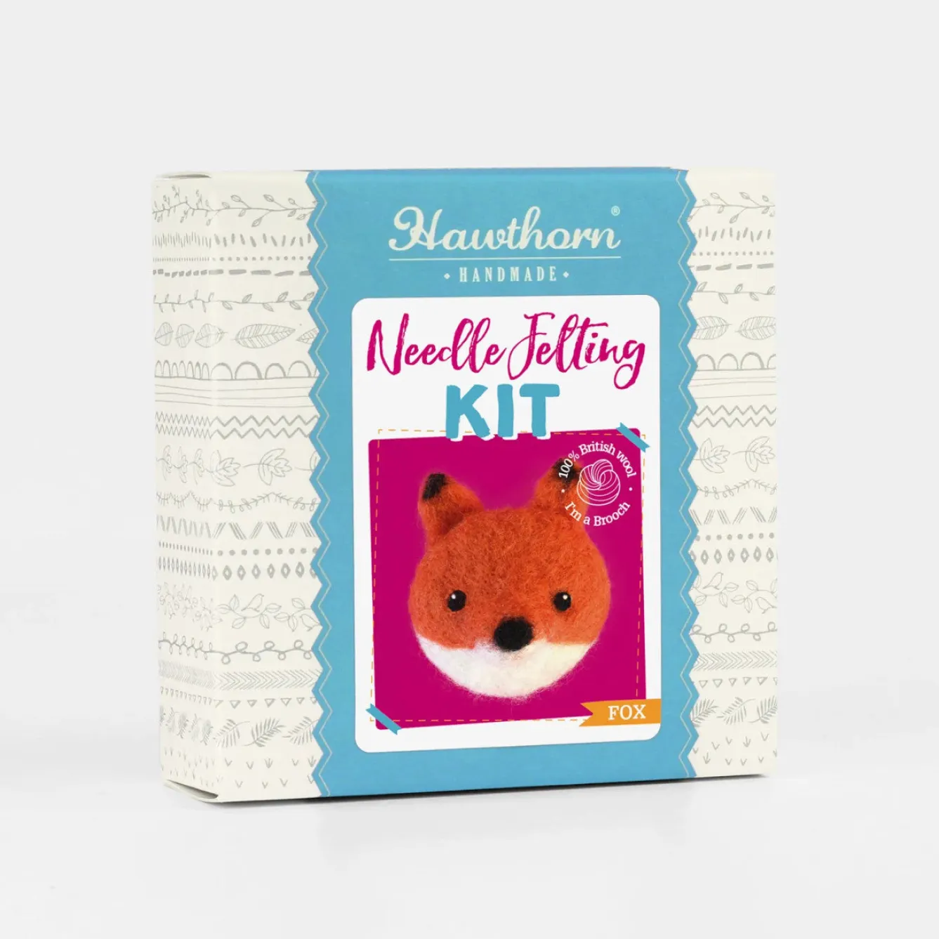 Hawthorn Handmade Fox Brooch Felting Kit- Crafts|Children