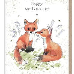 Paper Shed Design Foxes "Happy Anniversary" Greetings Card- Greeting Cards