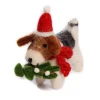 Amica Felt Fox Terrier with Mistletoe Felt Decoration- Christmas Decorations|Christmas