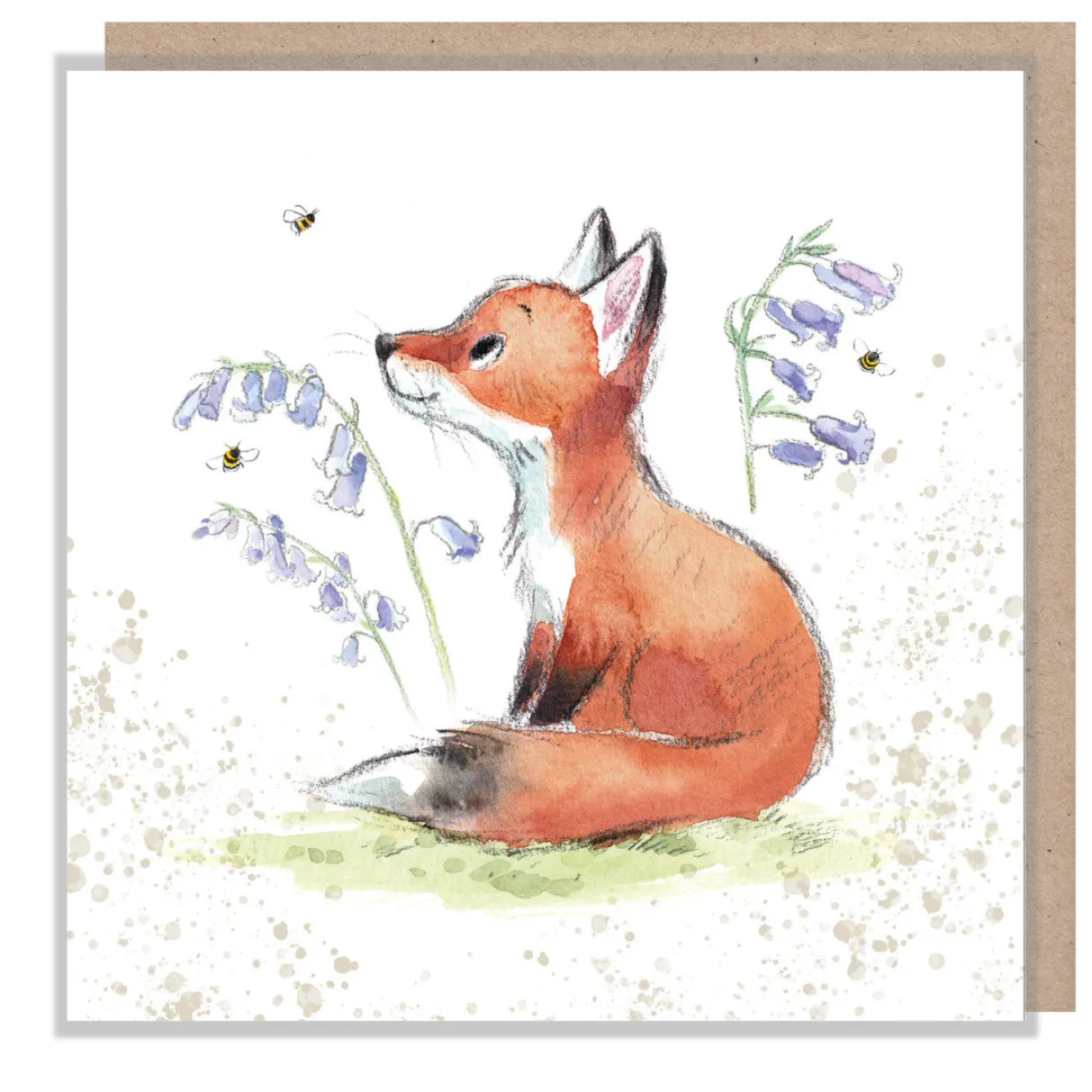 Paper Shed Design Fox with Bluebells and Bees Greetings Card- Greeting Cards