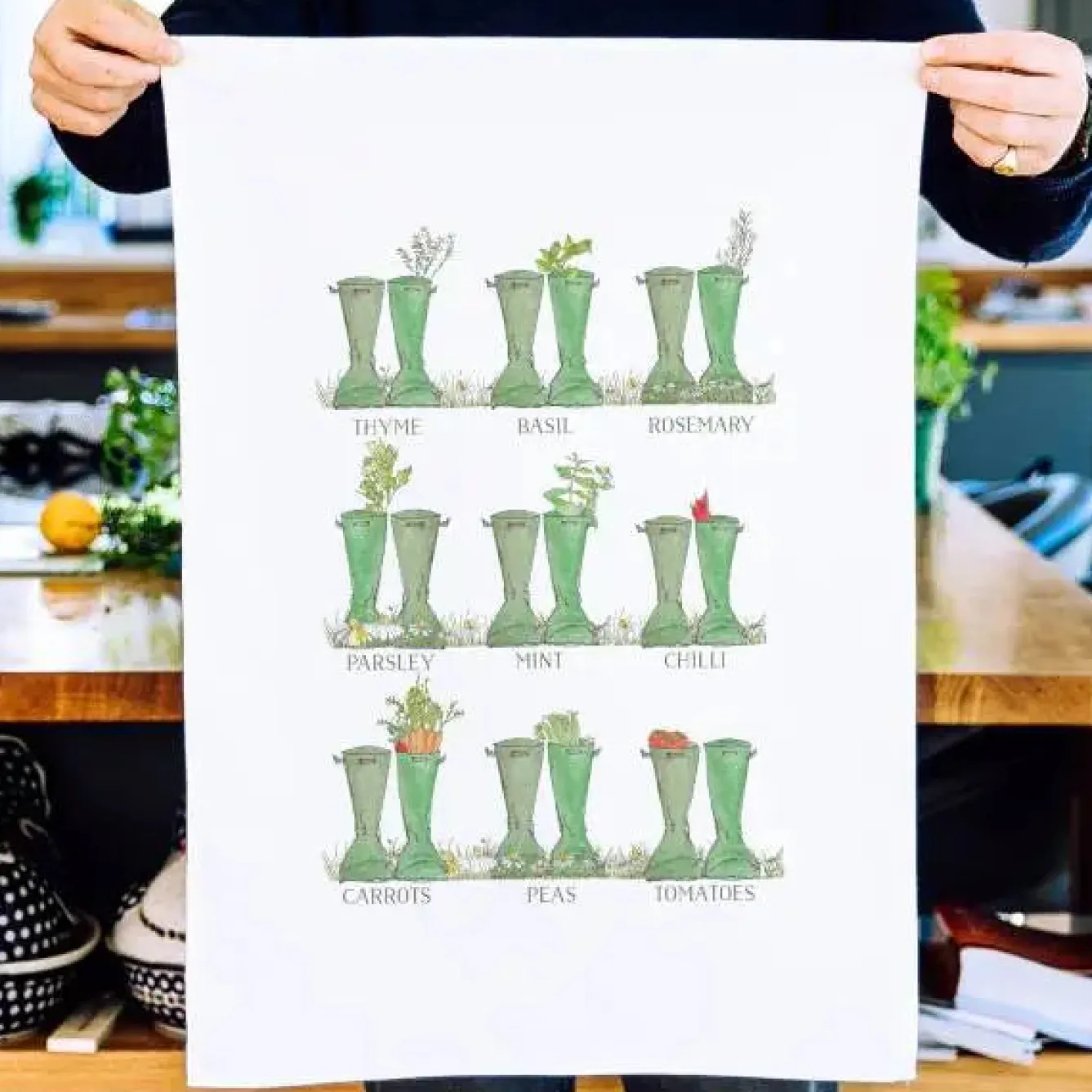 This Is Nessie Garden Lover Welly Boot Tea Towel by- Gardening|Tea