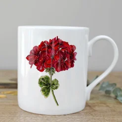 Toasted Crumpet Geranium Bone China Mug- Flowers & Garden