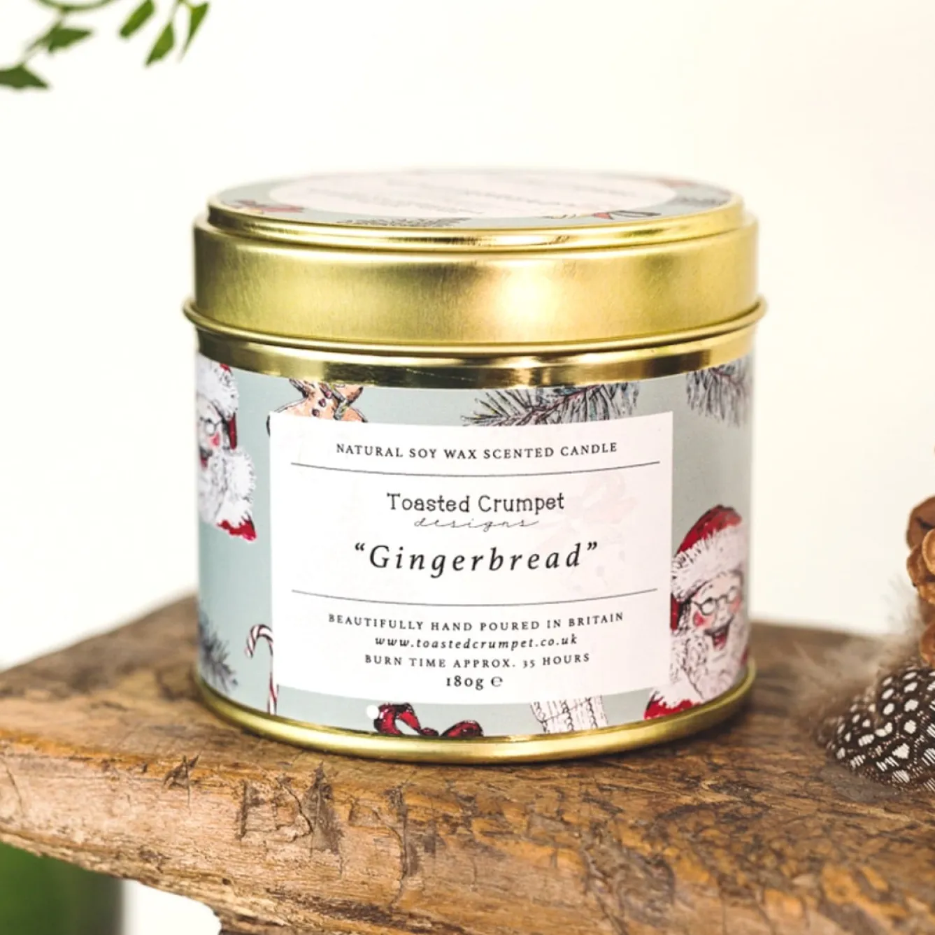 Toasted Crumpet Gingerbread Candle in a Matte Gold Tin- Christmas