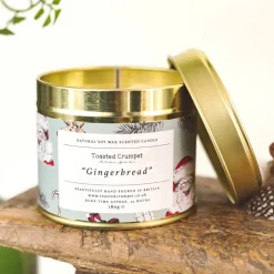 Toasted Crumpet Gingerbread Candle in a Matte Gold Tin- Christmas