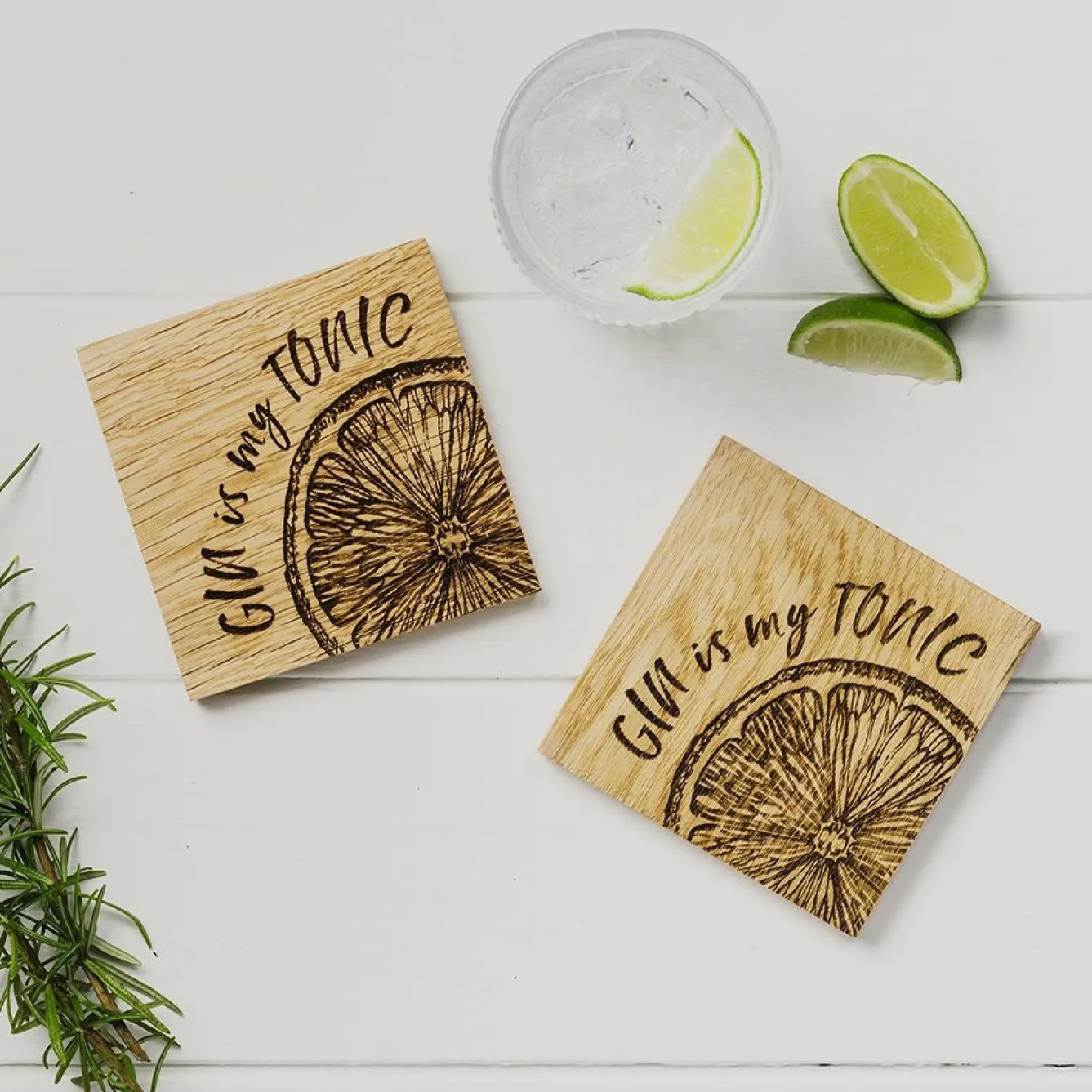 Selbrae Gin is My Tonic Oak Coasters - Set of 2- Father's Day|Tea
