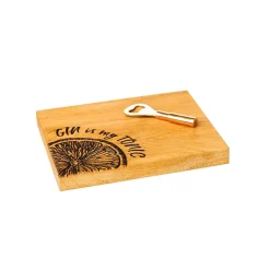 Selbrae Gin is My Tonic Oak Cutting Board & Bottle Opener Set- Tea|Serving Plates & Boards