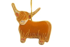 St. Nicolas Golden Horns Highland Cow Decoration- Christmas Decorations|Seasonal Decor