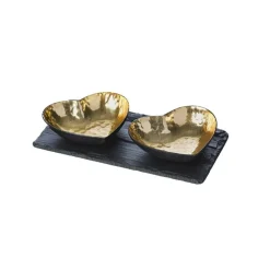 Selbrae Gold Heart Serving Set- Valentine's Day|Coasters