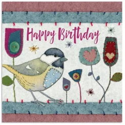 Emma Ball Great Tit Birthday Greetings Card- Greeting Cards