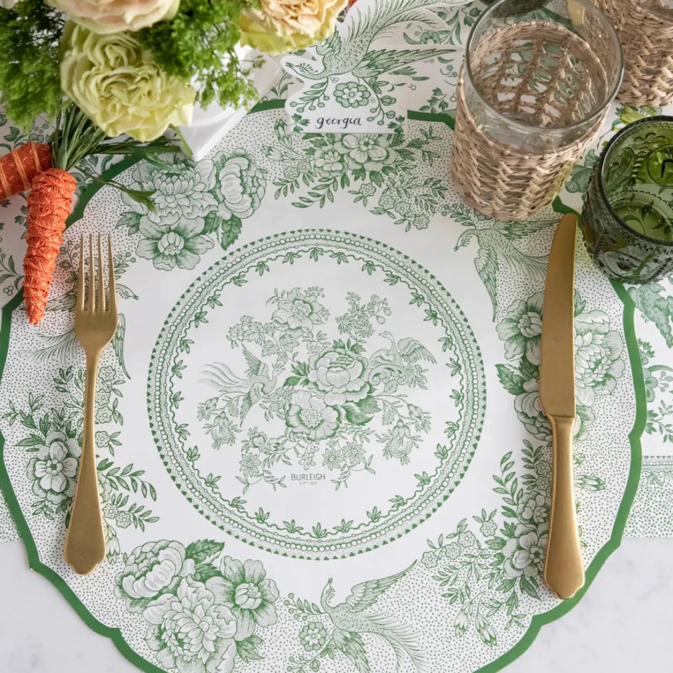 Burleigh Green Asiatic Pheasants 12 Paper Placemats- Placemats