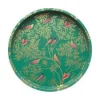 Sara Miller London Green Birds Deepwell Tin Tray- Trays|Trays