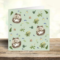 West Country Designs Green Garden Hedgehog Art Card- Greeting Cards