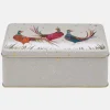 Sara Miller London Grey Pheasants Deep Rectangular Tin- Christmas|Seasonal