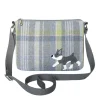 Earth Squared Bags Grey Tweed Grey & White Dog Applique Messenger Bag- Bags
