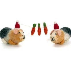 Amica Felt Guinea Pig Pair with Carrot Garland Felt Decoration- Christmas Decorations|Christmas