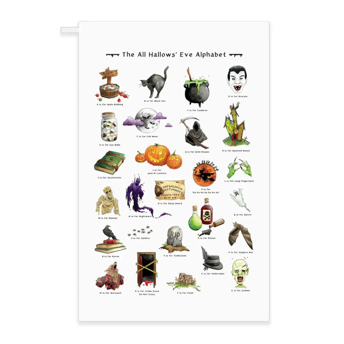 Yeti Halloween Alphabet Tea Towel- Halloween|Tea