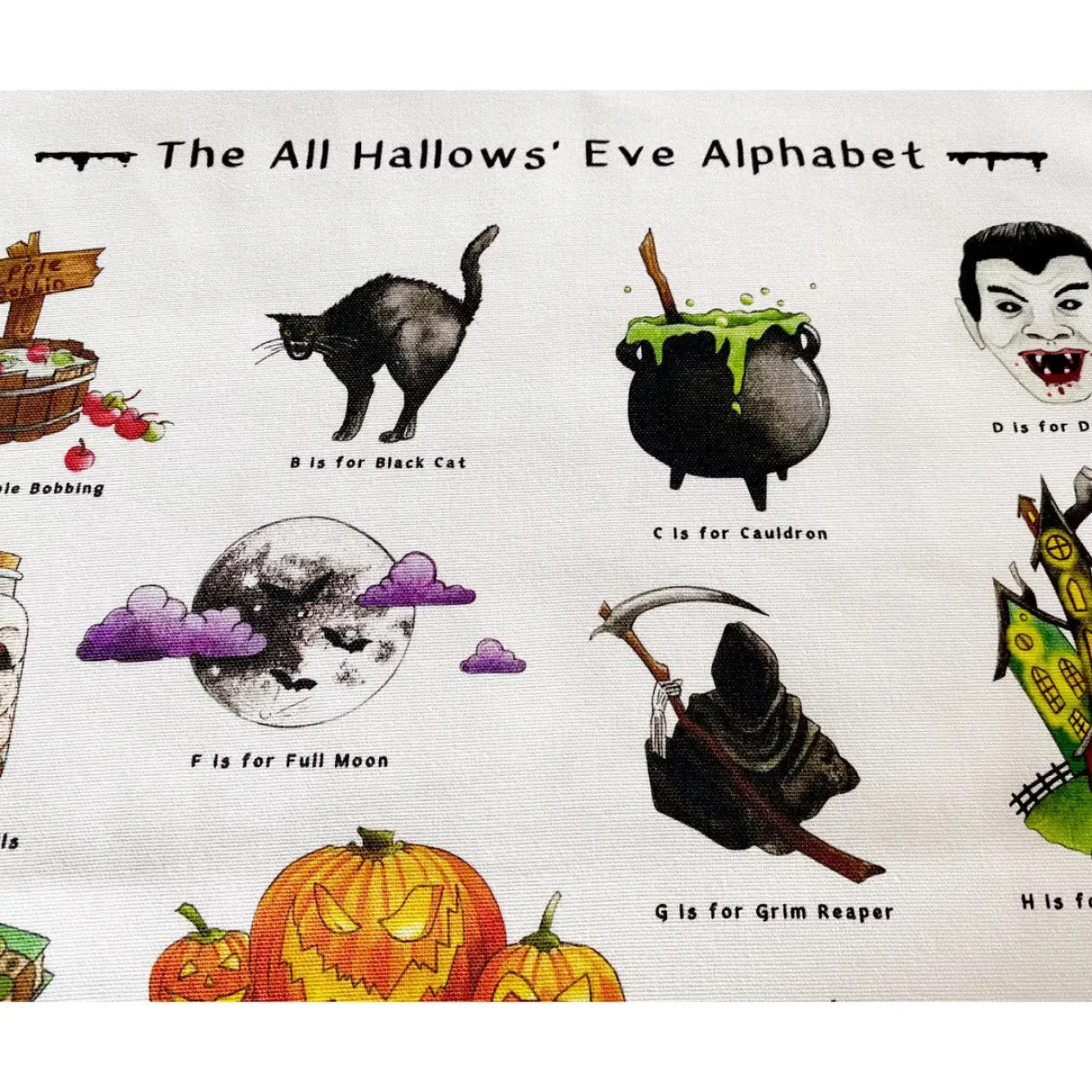 Yeti Halloween Alphabet Tea Towel- Halloween|Tea