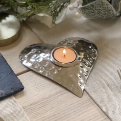 Selbrae Hand Hammered Heart Tea Light Holder- Home Fragrance