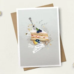 Stephanie Davies Happy Birthday Cake Slice Greeting Card- Greeting Cards