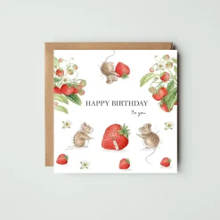 West Country Designs 'Happy Birthday' Strawberry Mice Card- Greeting Cards