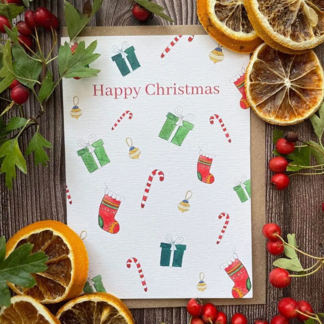 Jen Winnett Happy Christmas Eco-Friendly Card- Christmas Cards|Christmas