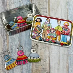 Emma Ball Hats Set of 6 Crochet Markers in a Pocket Tin- Crafts