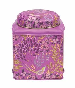 Sara Miller London Haveli Garden Plum Songbird Dome Lid Wavy Caddy- Tea|Tea Caddies