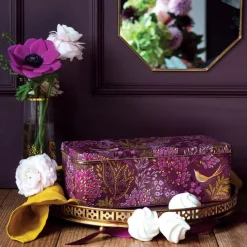 Sara Miller London Haveli Garden Plum Songbird Long Deep Rectangular Tin- Novelty