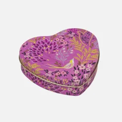 Sara Miller London Haveli Garden Plum Songbird Small Heart Tin- Pinks