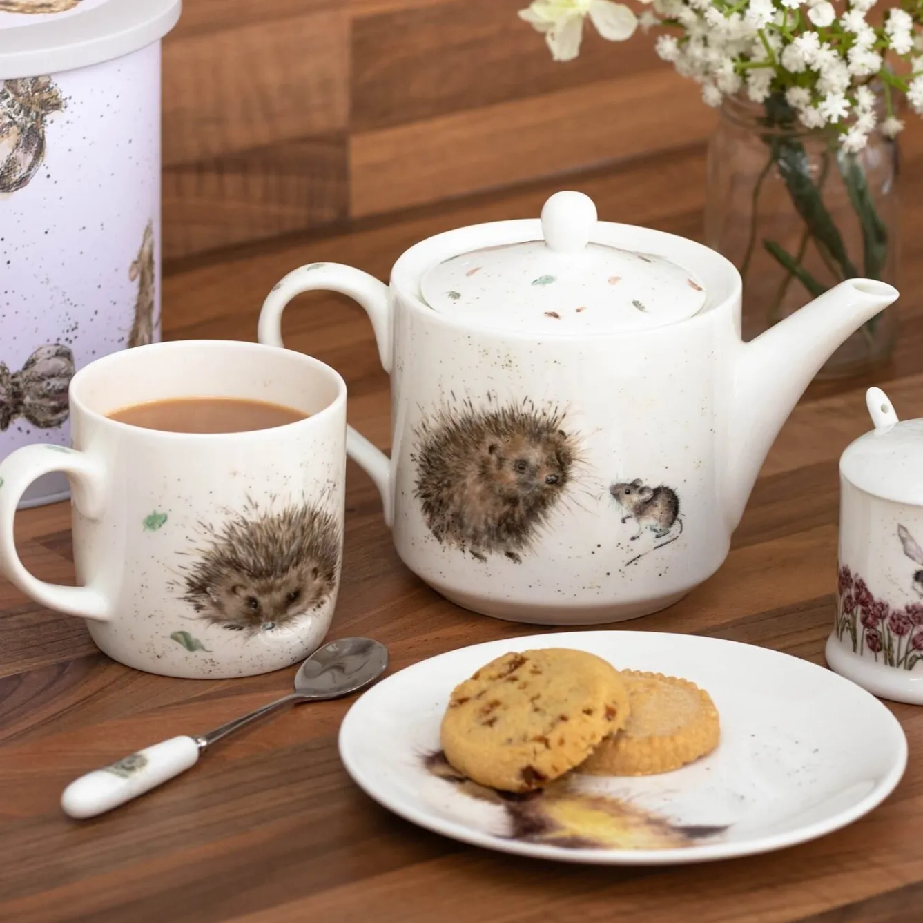 Wrendale Designs Hedgehog & Mice Fine Bone China Teapot- Tea|Teapots