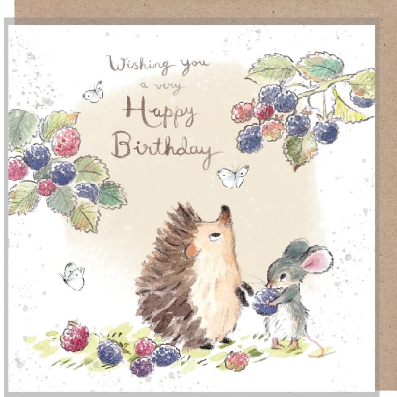 Paper Shed Design Hedgehog and Mouse with Blackberries "Wishing You" Birthday Greetings Card- Greeting Cards